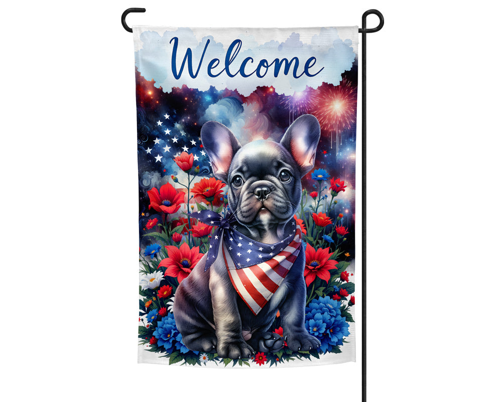 French Bulldog Patriotic Welcome Garden Flag