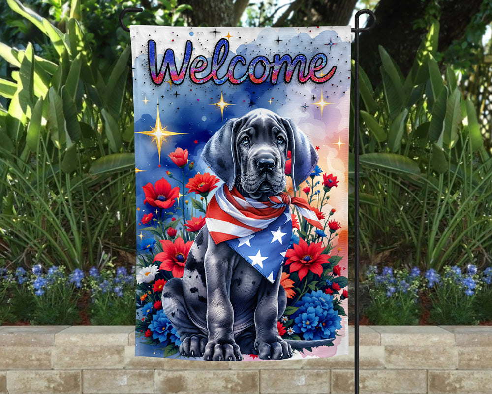 Great Dane Patriotic Welcome Garden Flag