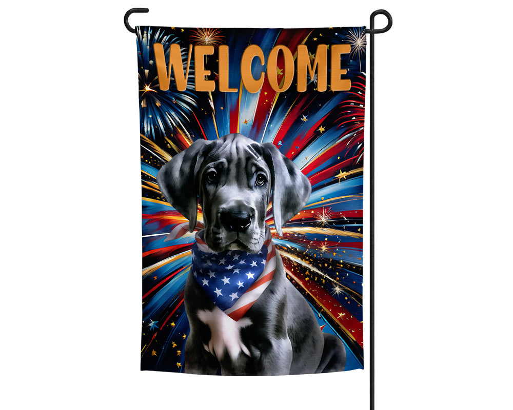 Great Dane Patriotic Welcome Garden Flag