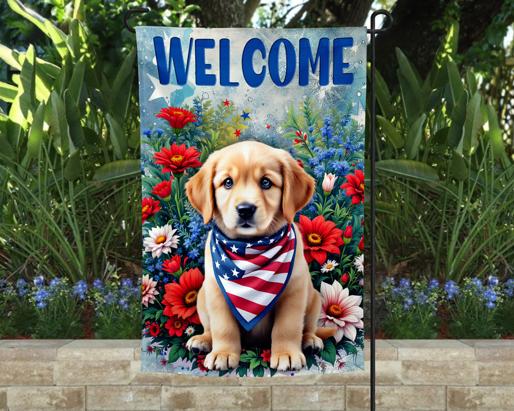 Labrador Patriotic Welcome Garden Flag