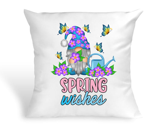 Spring Wishes Gnomes Throw Pillow Cover